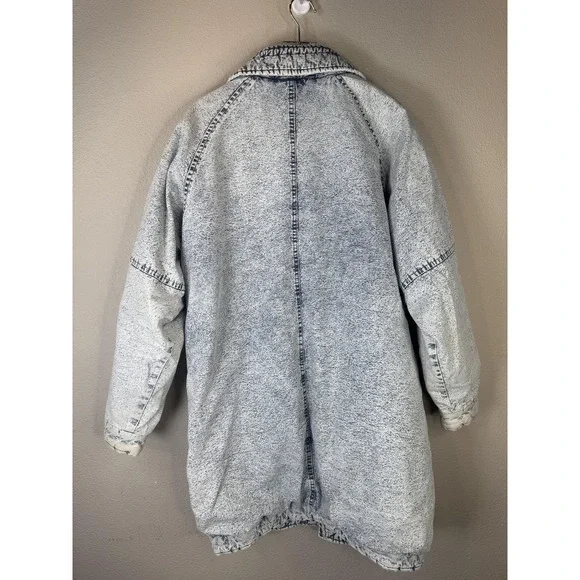 Vintage East West Jacket Womens Small Blue Denim Acid Wash Quilted Pockets 90s - Picture 9 of 16